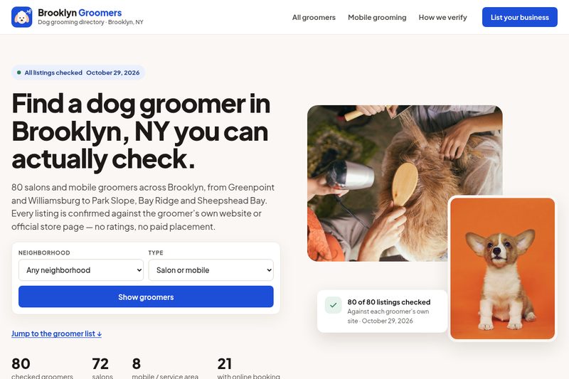 The brooklyngroomers.com home page: find a dog groomer in Brooklyn